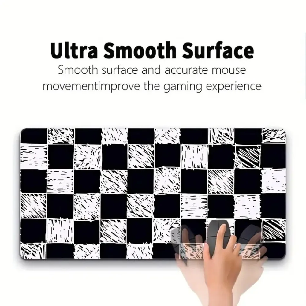 It features a black and white checkered design made anti-slip rubber material computer desk accessories alfombrilla de ratón xxl