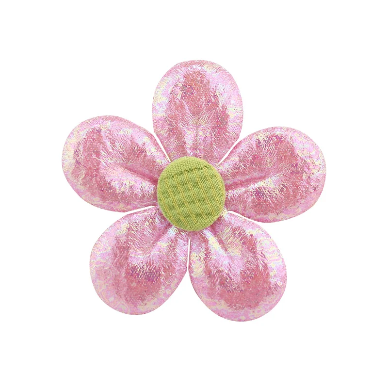 25Pcs 5.5cm Handmade Cute Magic Color Flowers Padded Appliques DIY Headwear Hairpin Gifts Crafts Decor Garment Cloth Accessories