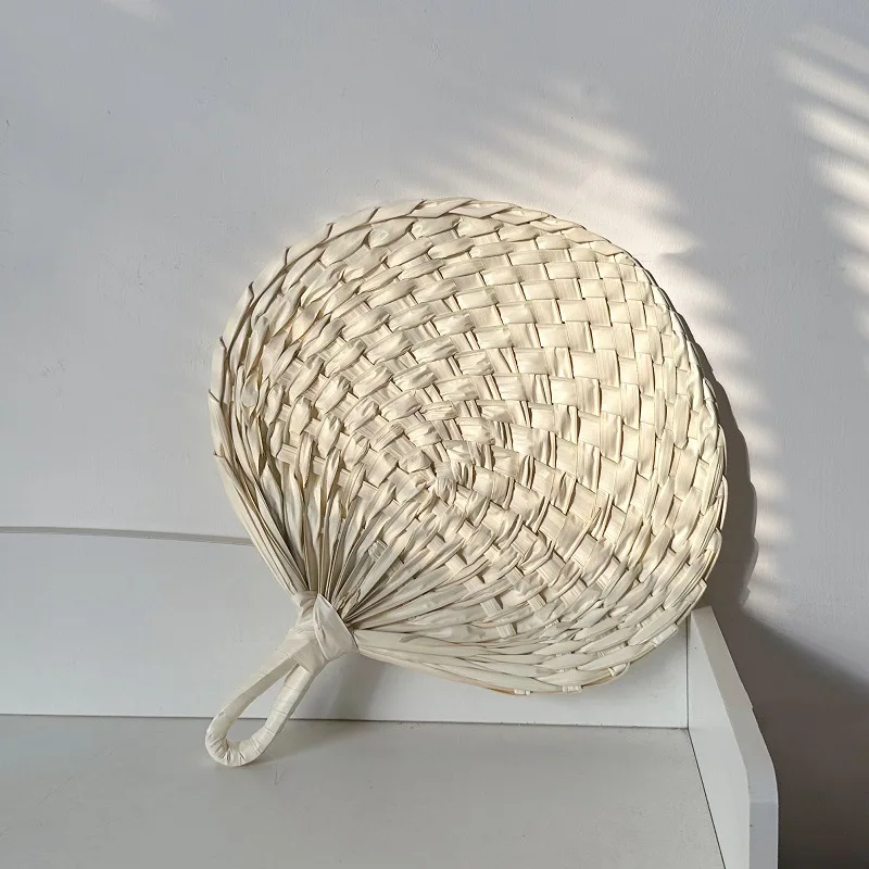 Handmade Fan Woven Natural Palm Leaf Hand-cranked Fan Large Summer Cooling Handheld Fan Mosquito Repellent Fan