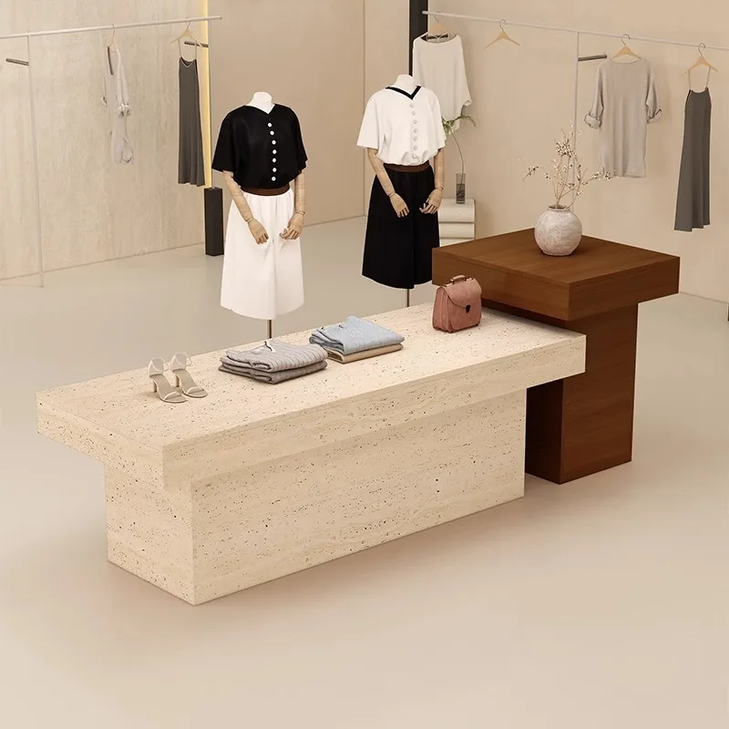 Clothing store Nakajima Taidong stone pattern display table shopping mall women's clothing store display cabinet shoe bag