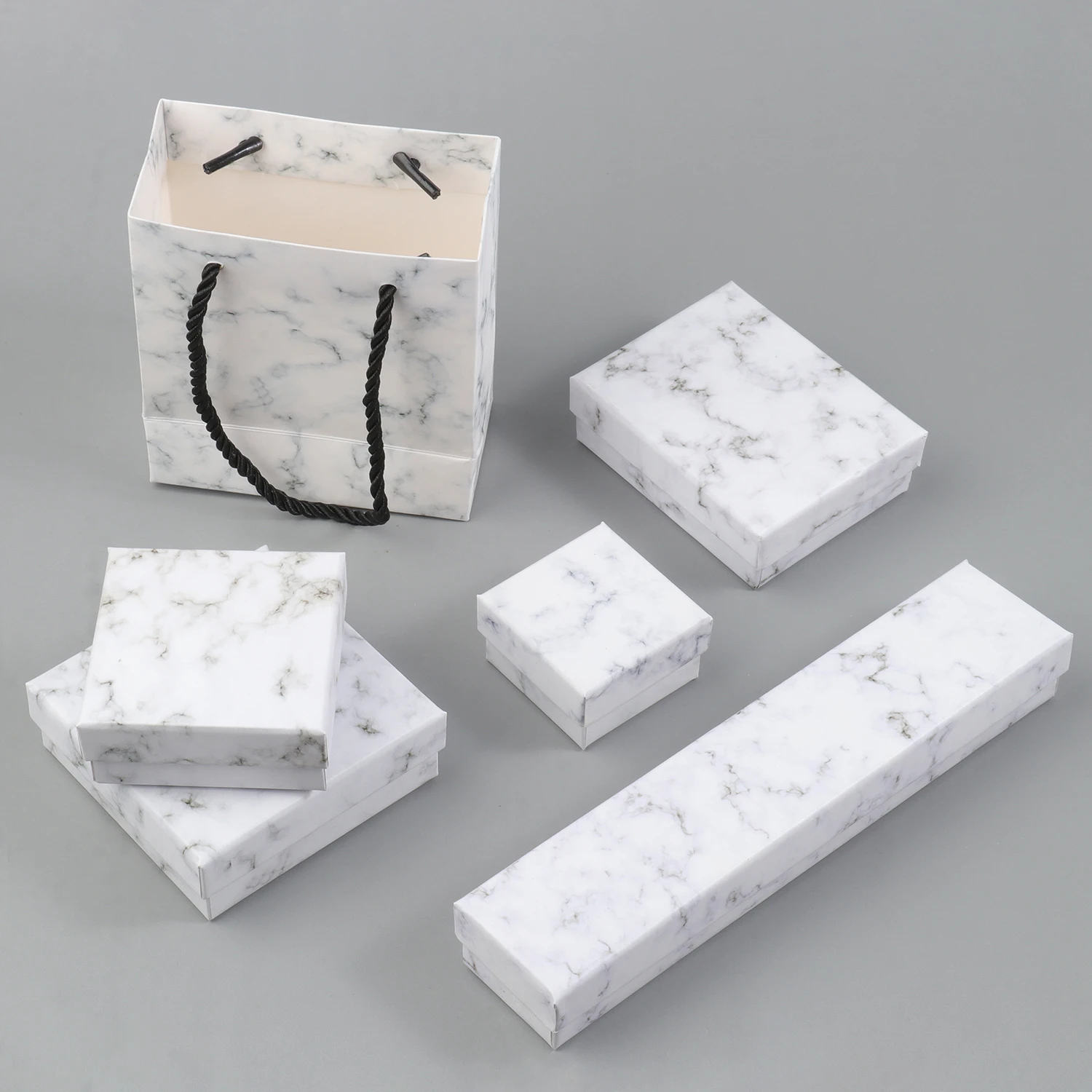 7 Size Gift Packaging Marble Stripe Jewellery Box Bracelets Ring Necklace Jewelry Set Box Packaging Handbag For Gift Boxes