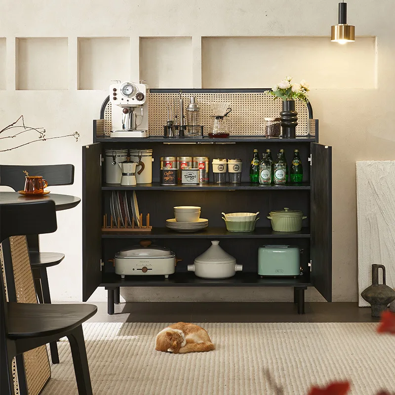 خزانة جانبية لتناول الطعام من الخشب الصلب القديم، غرفة معيشة وابي سابي، خزانة شاي، خزانة، خزانة مدخل الروطان الياباني، الوسطى #4