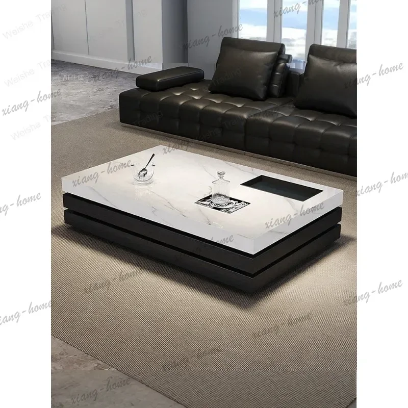 LD Italian minimalist rock slab coffee table simple modern small apartment living room home high-end light luxury coffee table