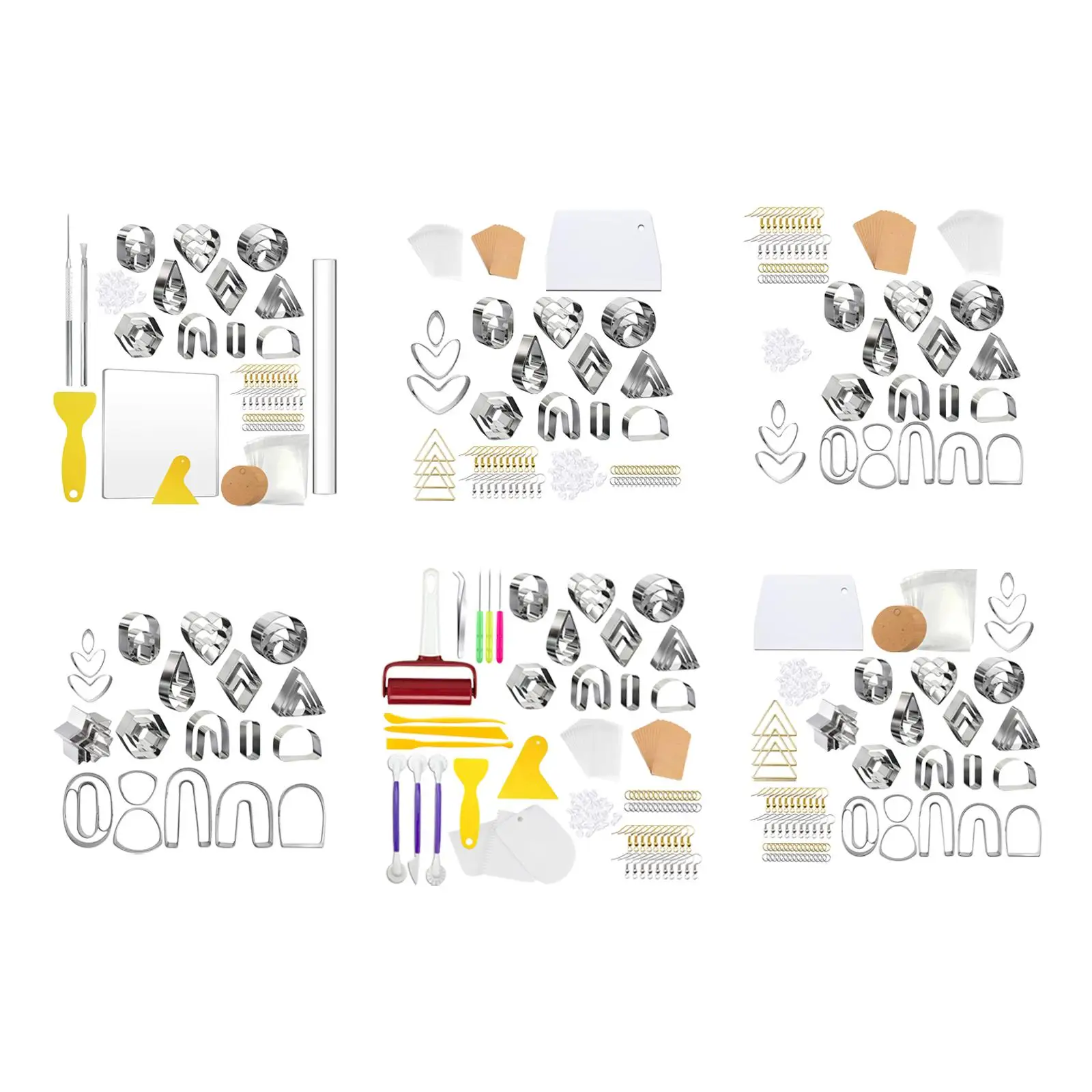 

DIY Polymer Clay Cutters Clay Earring Cutters for DIY Clay Jewelry Tools Earring Cards Hooks Petal Cake Cookie Cutter Set