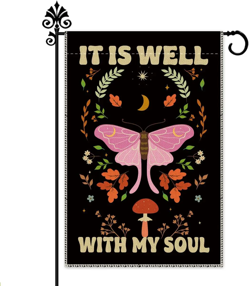 Hafhue It Is Well With My Soul Garden Flag, 12 x 18 Inch Double Sided Farmhouse Holiday Yard Garden Lawn Decoration Flag, Vi EEZ