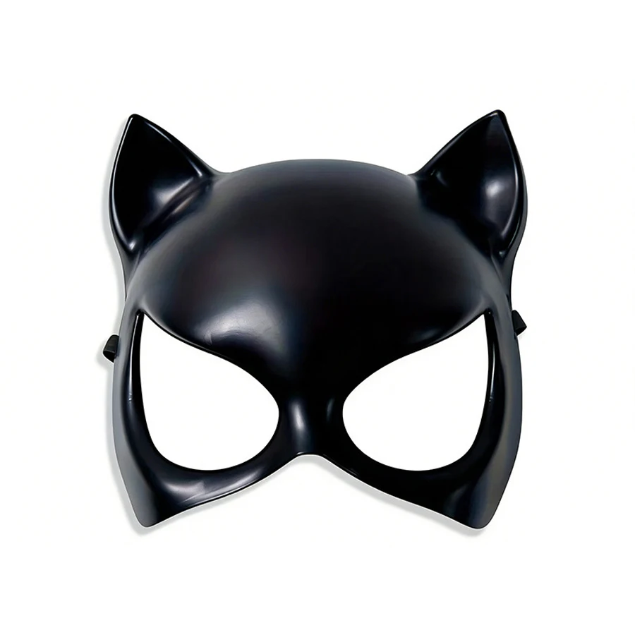 Schwarze Katzenfrau-Halbmaske, Katzenohren-Maskerade-Maske, Halloween-Cosplay-Party-Kostüm-Maske für Frauen – Detail 5