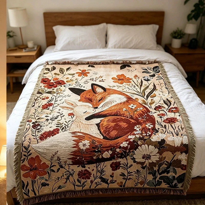 Cute Jacquard Thread Blanket Rural Style Background Decoration Tapestry Napping Cover Carpet Office Blanket Dropshipping