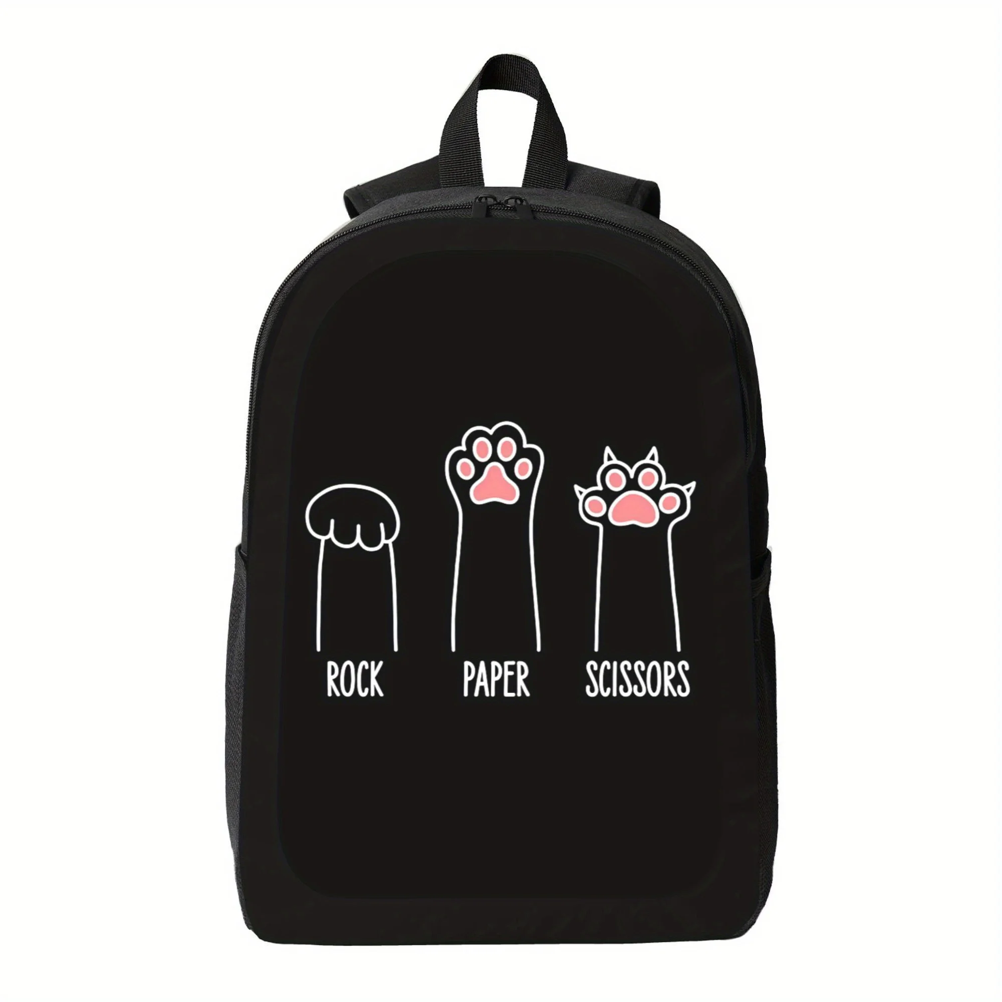 Rock Scissors Paper Cat Claw - Double Shoulder Printed School Bag is suitable for male and female students