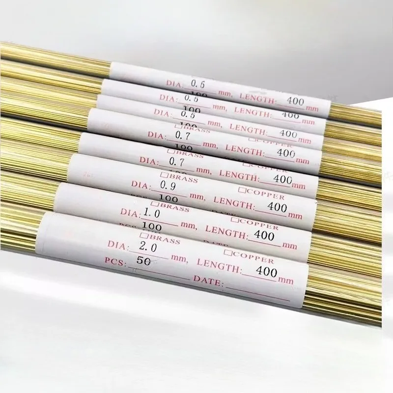 100pcs 400mm EDM Drilling Electrodes Single-Channel Brass Copper Tube 0.3-1.5mm