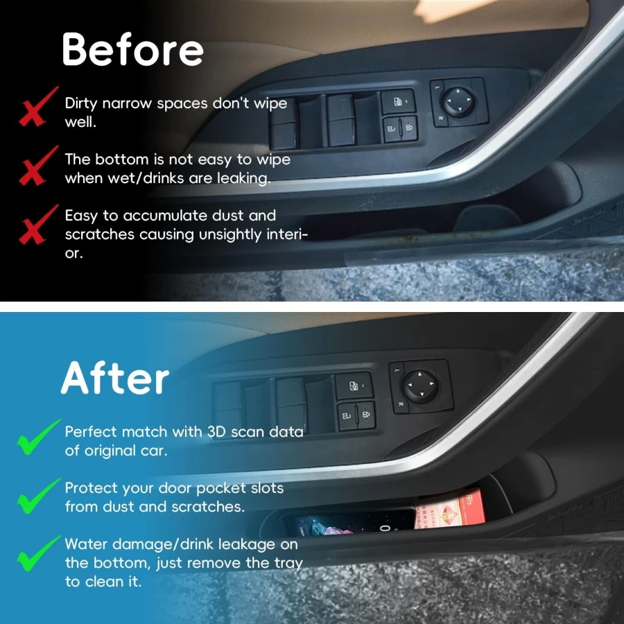 4er-Set TPE-Türseiten-Organizer für Toyota RAV4 2019-2025 2026 – Türaufbewahrungsboxen passend für RAV4 – Detail 8