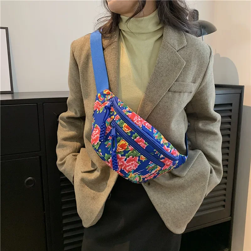 

2024 New Big Flower Waist Bag for Women High Quality Nylon Chest Bag Cute Fanny Pack Designer Belt Bag