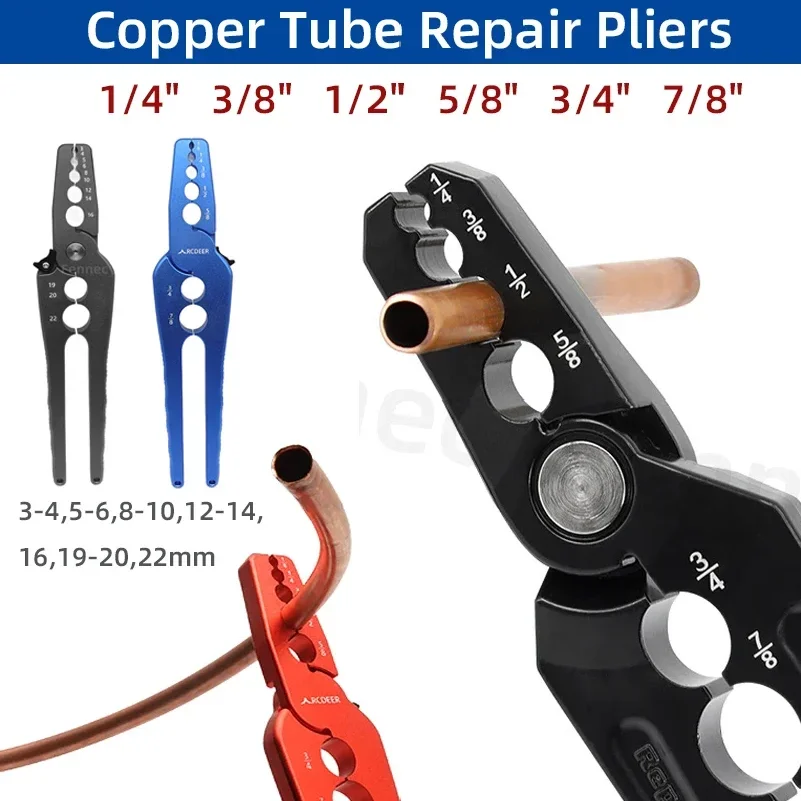 

Manual Copper Tube Rounder 7 Hole 1/8'' 1/4" 3/8" 1/2" 5/8" 3/4" 7/8'' Flat Tube Repairer Pliers for Refrigerant Copper Tubes