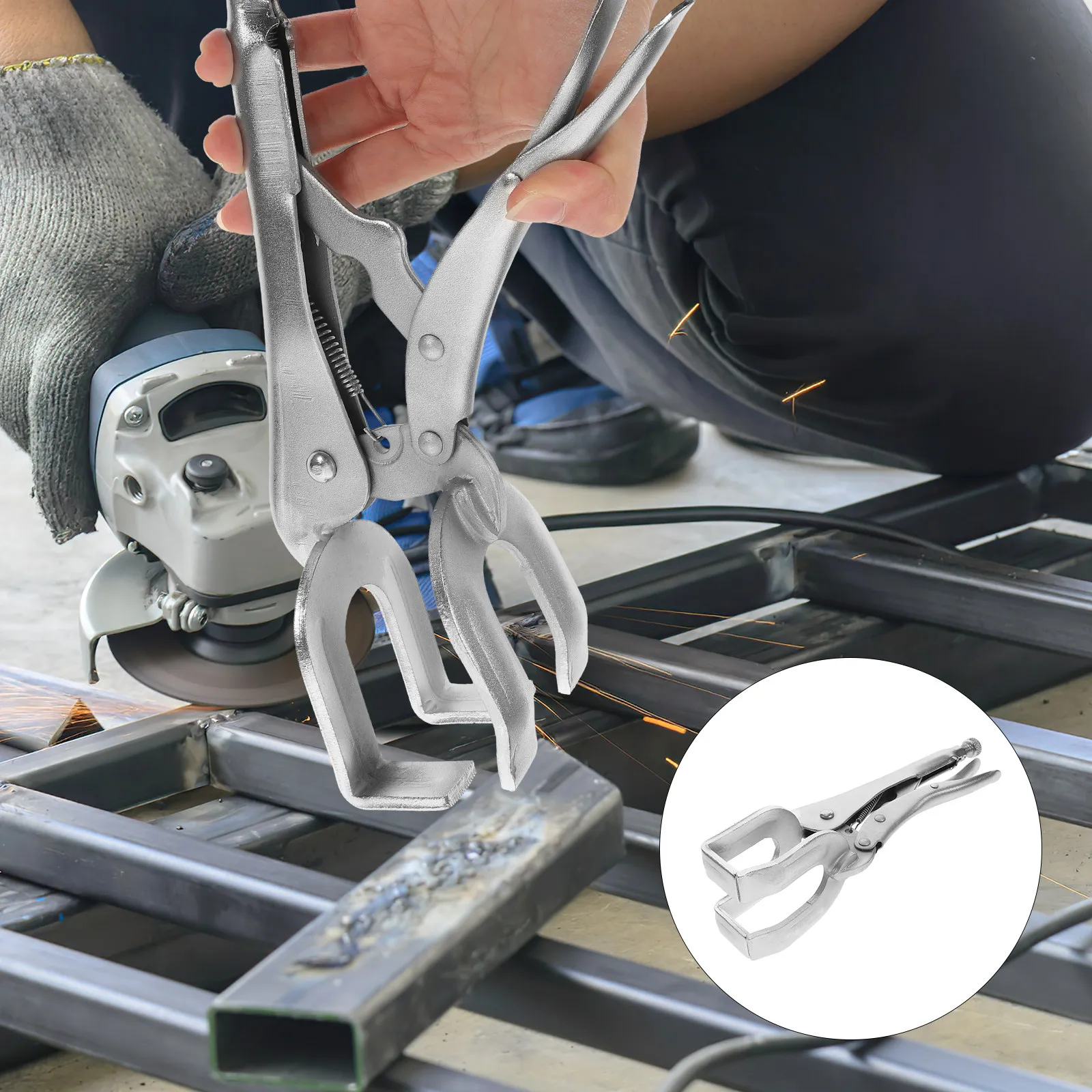 

11 Inch Adjustable Locking Welding Pliers Heavy Duty Plated Clamp for Soldering Riveting Polishing Non-Slip Grip Tool