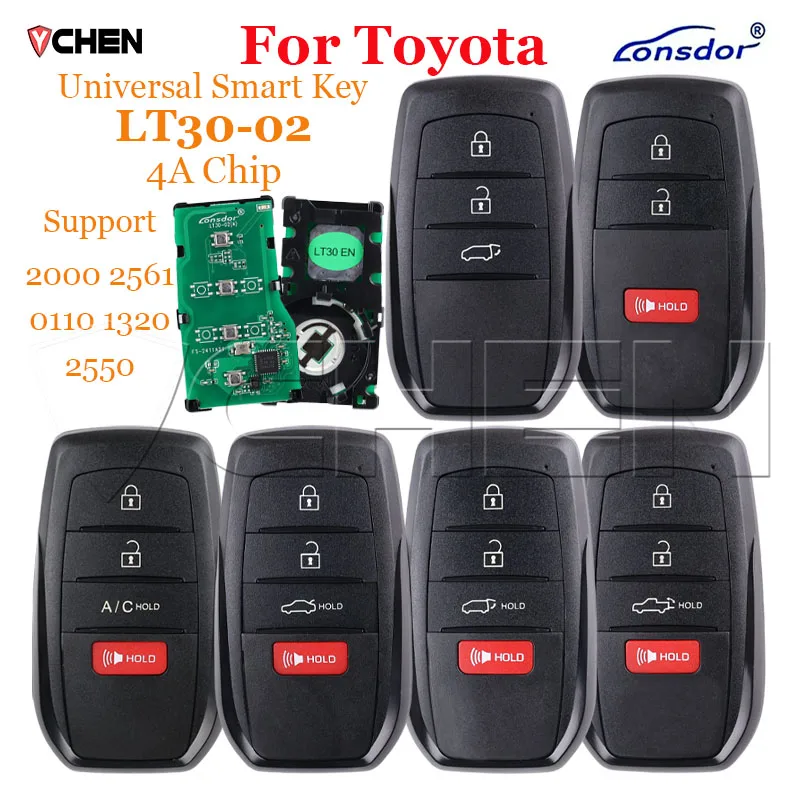 Lonsdor Universal Key Car For Toyota Corolla Levin Allion Camry LT30-02 4A Chip Support 2000 2561 0110 1320 2550 PCB Smart Fob