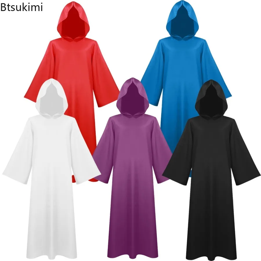 

New Men's Cape Halloween Cosplay Costumes Middle Eastern Islamic Hooded Robe Solid Color Hui Robe Pakistani Arab Ethnic Clothing