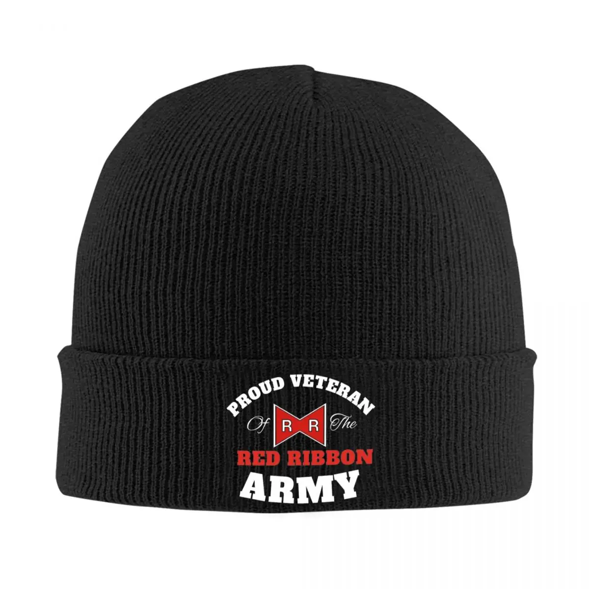 Red Ribbon Army Veteran Bonnet Hats Beanie Hats Custom Knitted Hat Autumn Winter Y2K Cool Men Women Kpop Elastic Cap