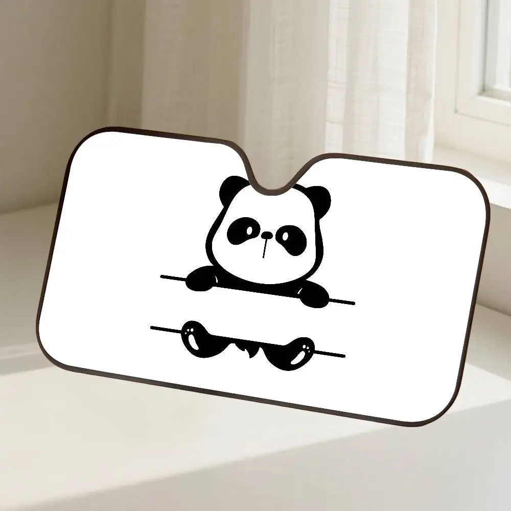 Niedliches Panda-Muster, Auto-Sonnenschutz, Windschutzscheibe, Frontscheibe, 70 x 130 cm, Sonnenblende, Sonnenschutz, kariert, Geschenk, Neuheit, Auto