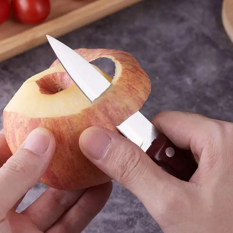 

Fruit knife Sharp stainless steel kitchen knife Paring knife Imitation wood plastic handle knife perfect for home cooking knives