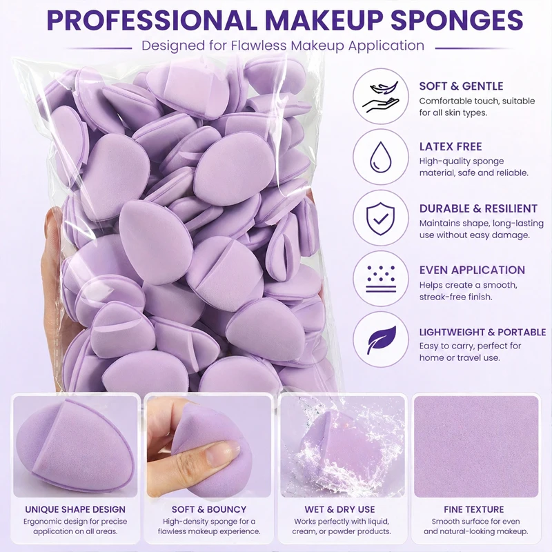 20-piece reusable mini cushion puff pack, suitable for BB cream, wet/dry makeup, loose powder, travel essential - multi-function