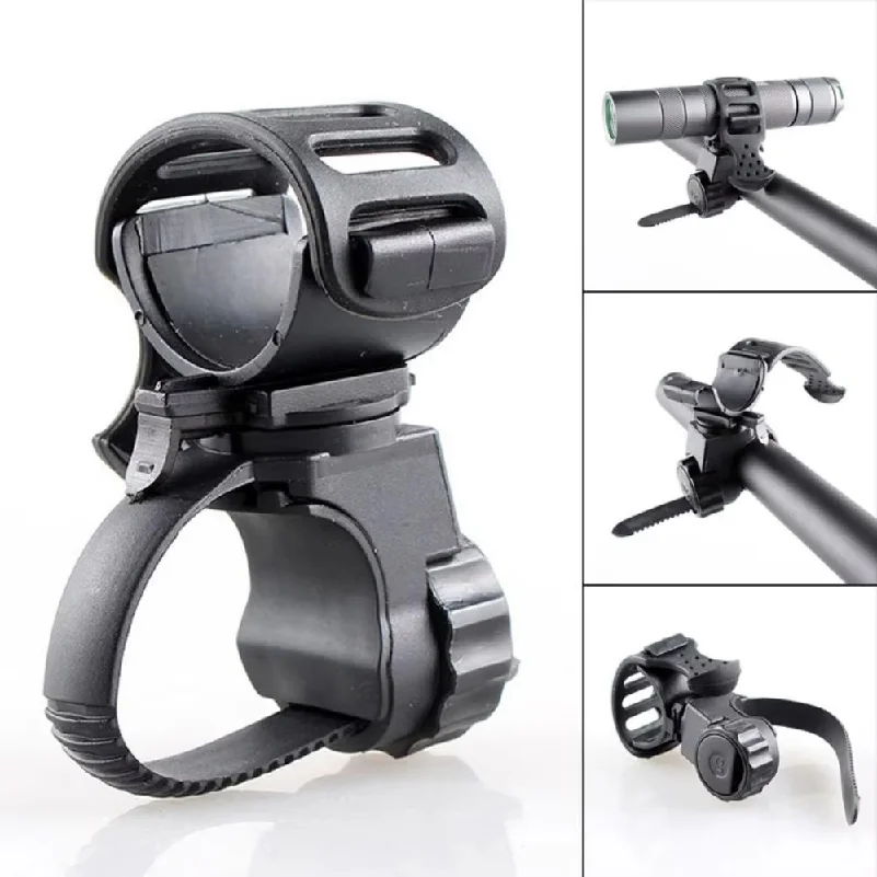 Bicycle Handlebar Light Bracket Bike Lamp Holder 360 Degree Rotatable Flashlight Clip Cycling Headlight Stand Bicycle Accessorie
