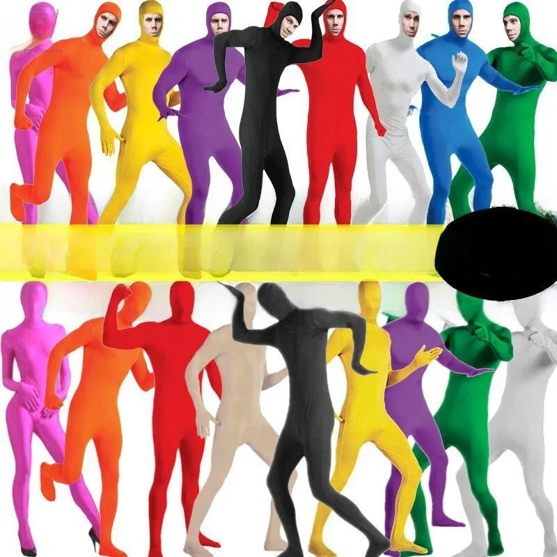 

Halloween Cosplay Tight Suit Adult Invisible Costume Masquerade Children Stage Performance Black Clothes Man Outfit One-Piece