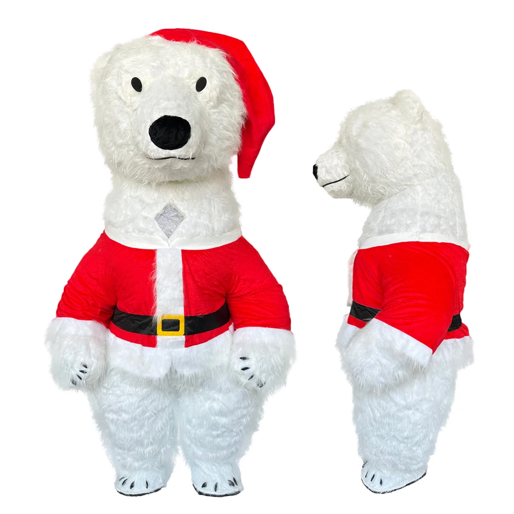 

Christmas Polar Bear Inflatable Costume Mascot Parade Adult Character Cosplay Animal Birthday Christmas Party Plush Set