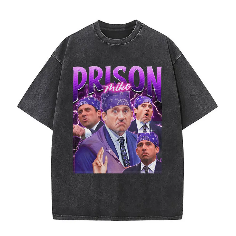 Washed Prison Mike Michael Scott Homage The Office Print T-shirt Tv Series Dwight Schrute Jim Halpert T-Shirts Unisex T Shirts