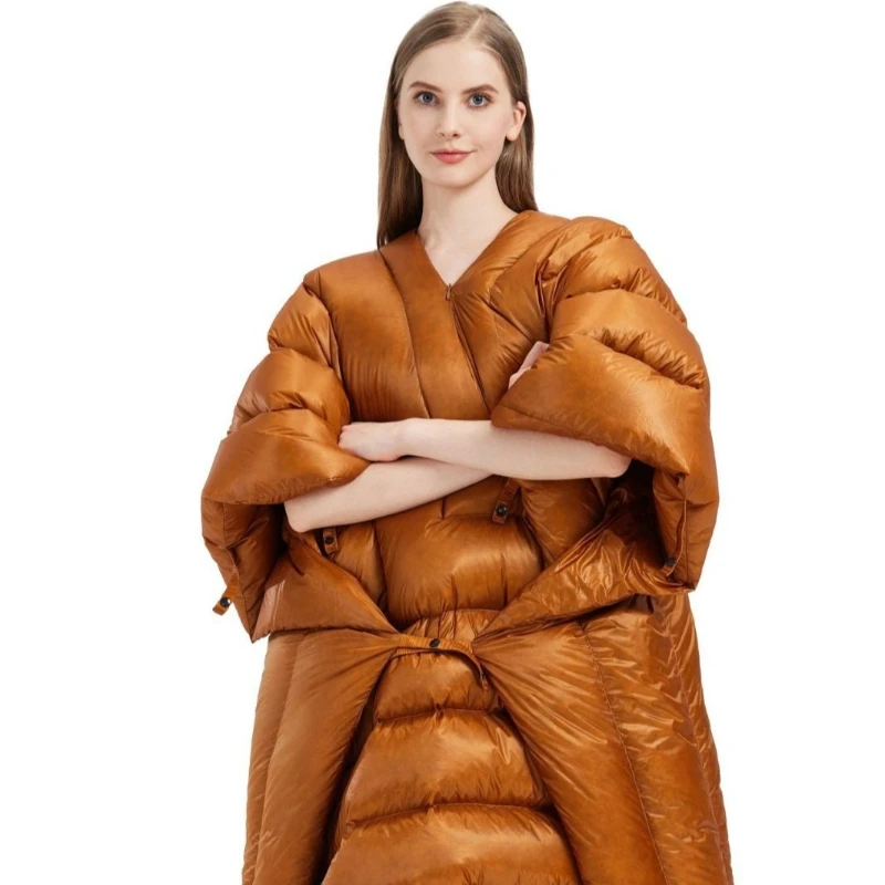 Water-resistant goose velvet camping wearable sleeping bag outdoor cold-proof sleeping bag warm portable quilt windproof blanket