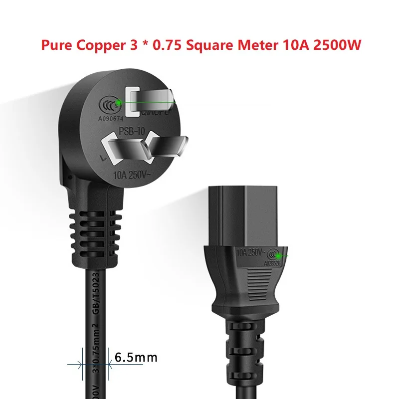 Pure Copper 3 0.75 1 Square Meter 10A 2500W 3000W Power Cable 250V