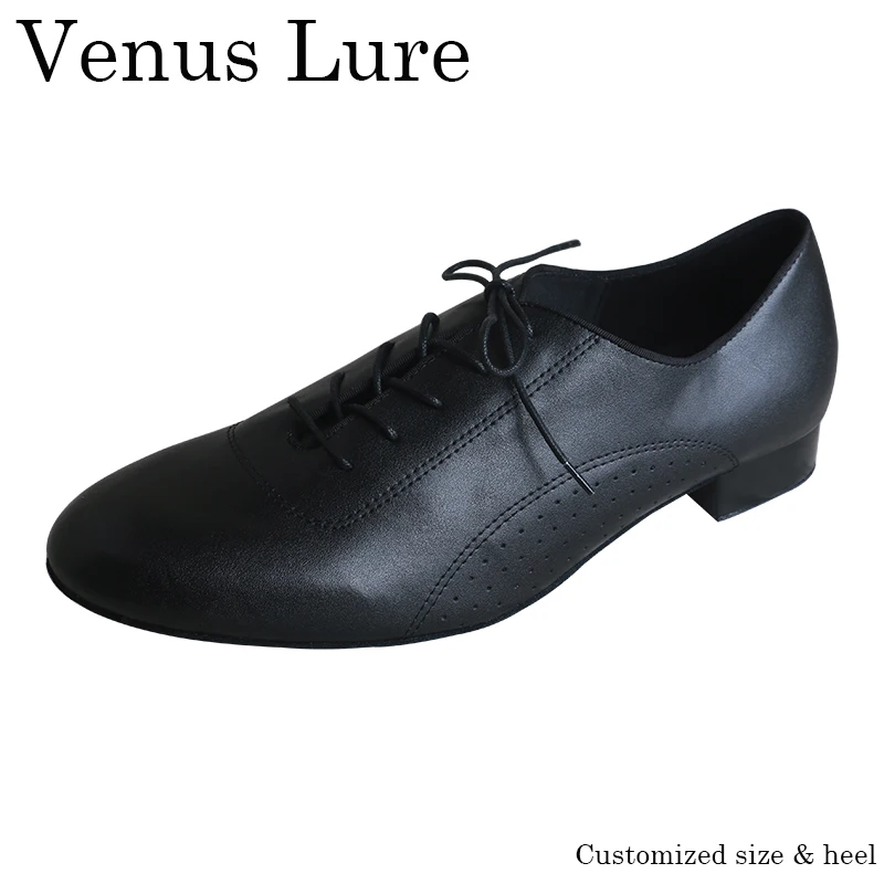 

Venus Lure CustomBlack Leather with Perforation Man Latin Ballroom Modern Tango Jazz Dancing Shoes Leather Dance Soft Suede Sole