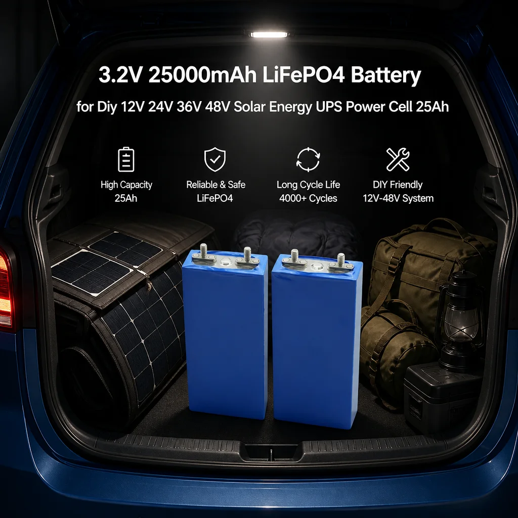 3.2V 25000mAh LiFePO4 Battery for Diy 12V 24V 36V 48V Solar Energy UPS Power Cell 25Ah Li-ion Lpega Phosphate Deep Cycles