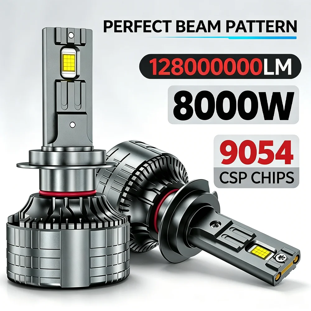 2Pcs H7 8000W High Power Led Headlight H4 H11 LED CANBUS H1 H8 H9 9005 9006 HB3 HB4 9012 HIR2 Auto Fog Lamp Bulb 6000K 12V 24V