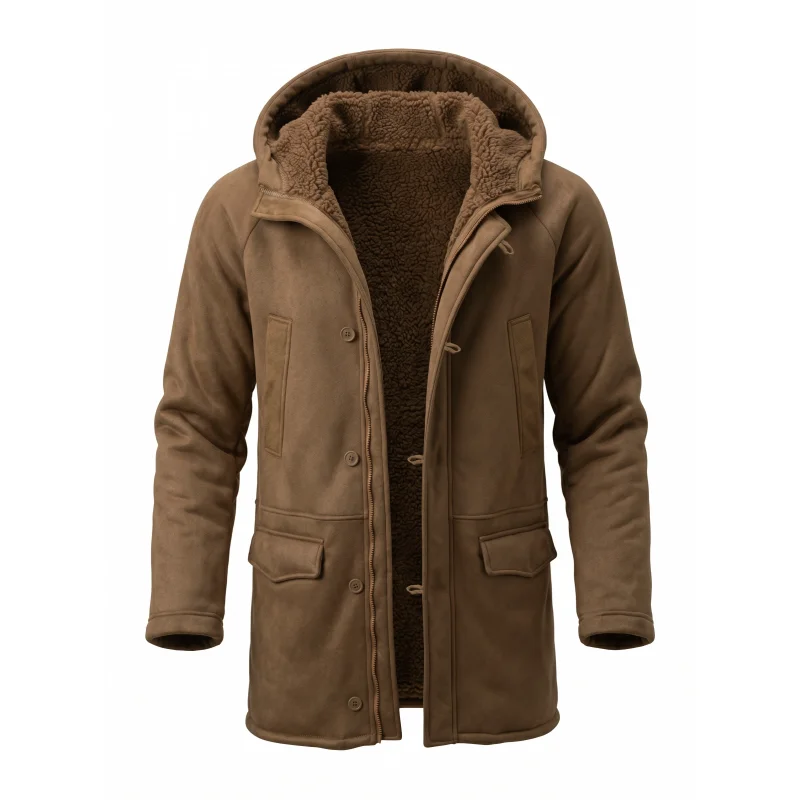 メンズフード付きフリースジャケット新しい冬の新作フェイクファ - Outdoor Hunting News のレビューと価格