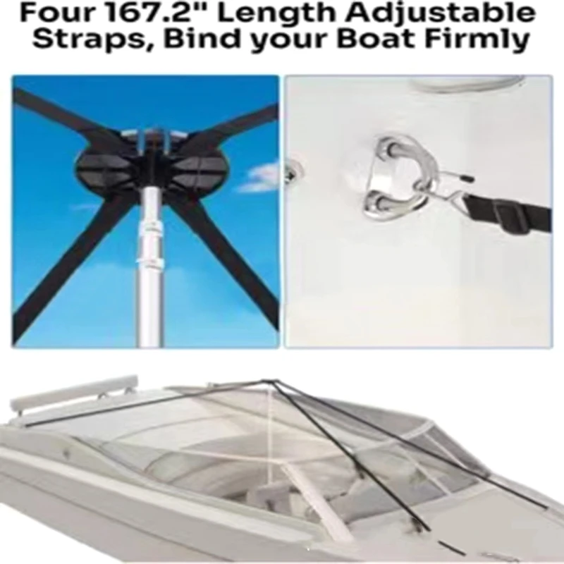 Adjustable Bimini Top Strap Pad Eye Straps with Loops Snap Hook Stainless Steel Hardware Boat Top Strap for Canopy Canoe