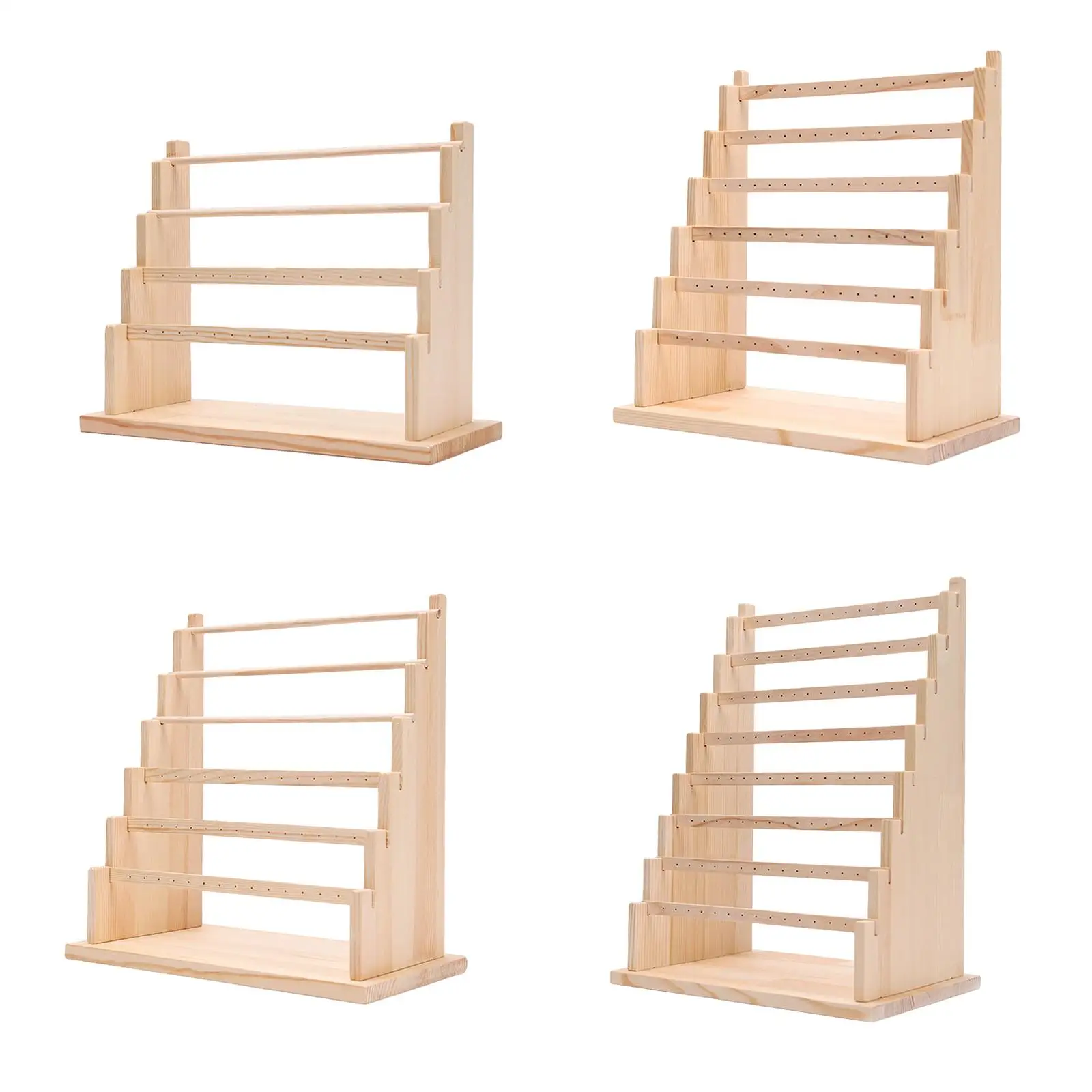 Multi Tier Wooden Jewelry Display Stand Earring Holder Bangle Necklace Organizer Rack Bracelet Watch Showcase for Boutique