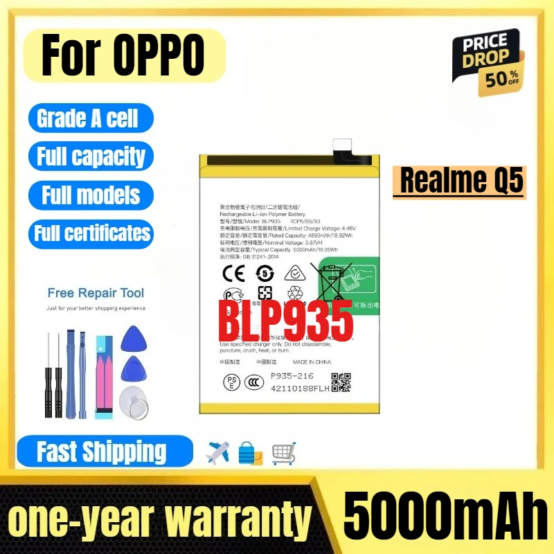 

BLP935 for OPPO Realme Q5 Mobile Phone Battery High Quality High Capacity Battery Replacement Bateria Grade A Cell with Tools