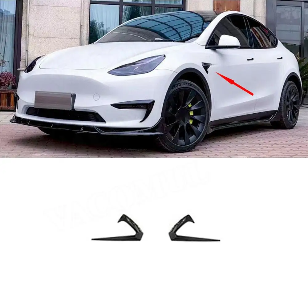 

Carbon Fiber/ABS Car Side Fender Knife Stickers for Tesla Model Y 2021+ Emblem Badge Decals Moulding Trim Styling