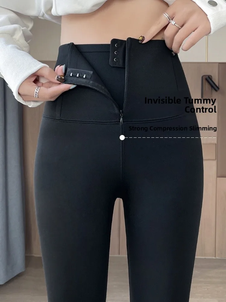 Pantaloni fitn yoga a vita alta con chiusura a cerniera, controllo della pancia, sollevamento del sedere, pantaloni in pelle arca ad alta elasticità