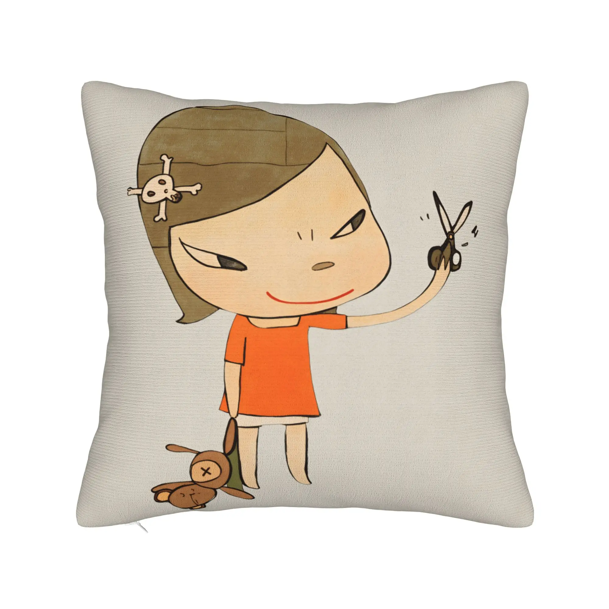 Y-Yoshitomo Nara Pillowcases  Funny Pillow Case For Living Room Bed Chair Square Pillow Cover