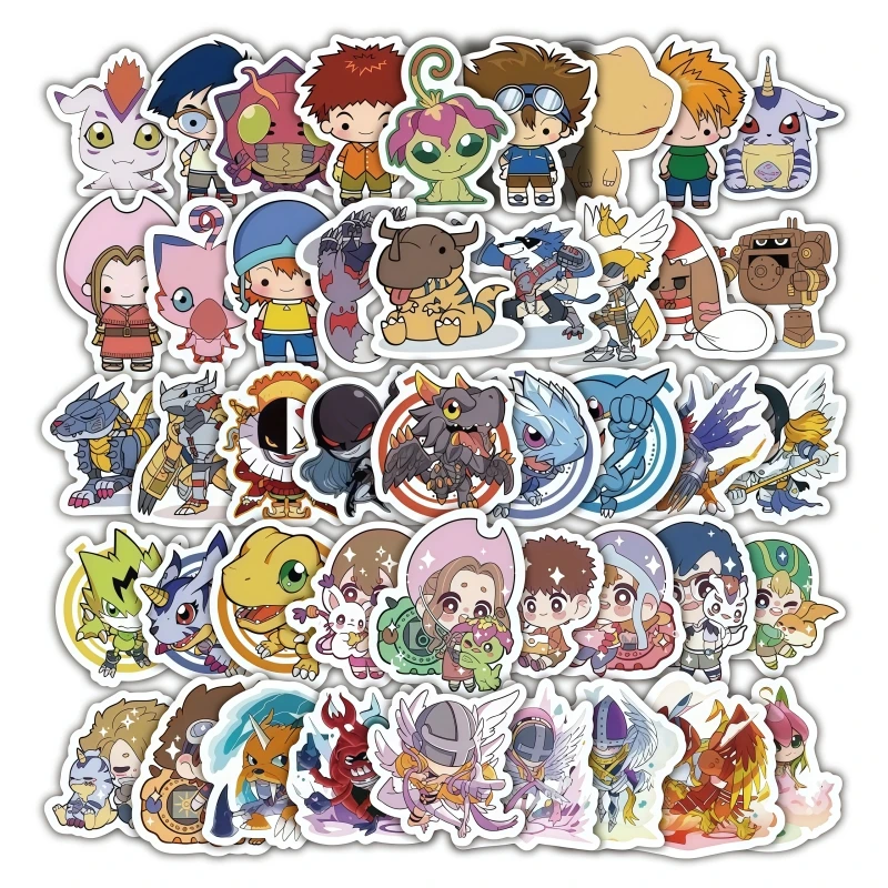 60 Stück Digimon-Aufkleber, süße Mädchen-Graffiti-Dekorationen, Cartoon-Anime, Agumon und Patamon, DIY-Notizbuch, Koffer, Dekoration, Spielzeug, Geschenk