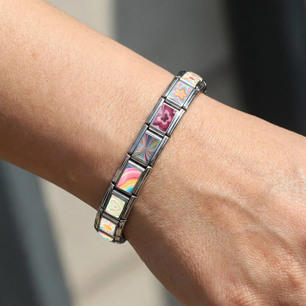 Original Design Sonne Schmetterling Stern Wirbel Herz Italienisches Gliederarmband 9mm Edelstahl Armband DIY Charm Schmuck Geschenk 2026 – Detail 5