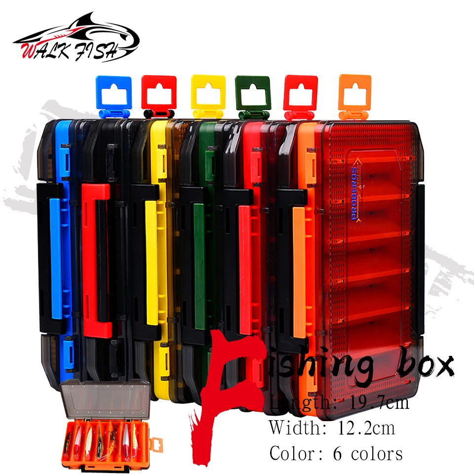 WALK FISH 14 Compartments Fishing Box Outdoor Portable Double Sided Lure Bait Organization Multi Functional Fishing Tool Box