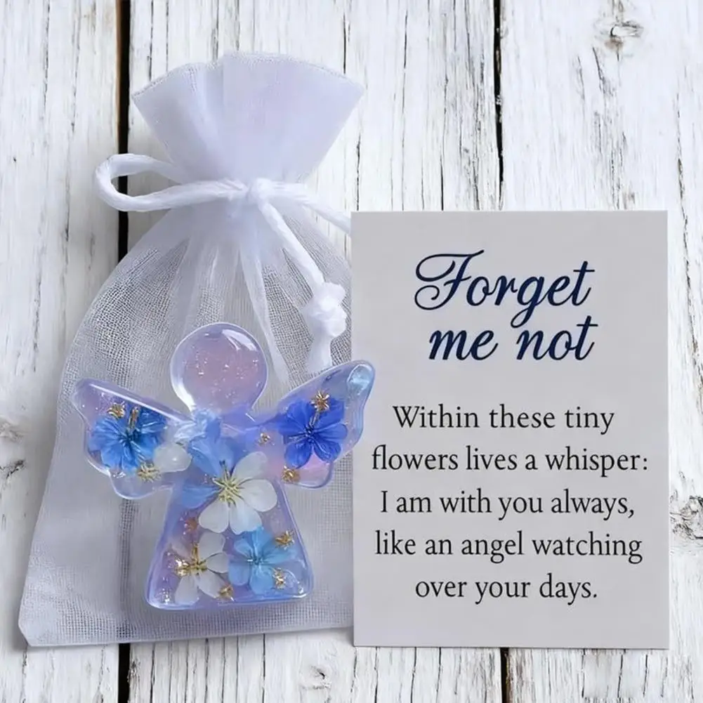Angel Ornament Gift Elegant Angel Decoration Angel Figurine Keepsake with Warm Message Card Forget Me Not Ornament for Loved