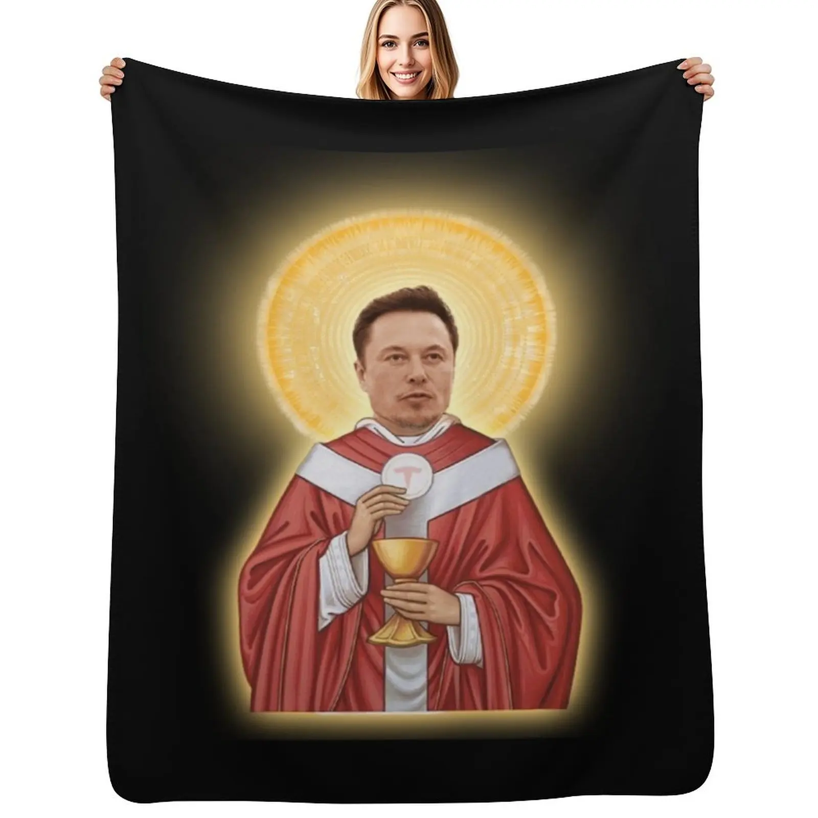 Elon Musk as Jesus Throw Blanket Lightweight Cozy Blanket for Bed Sofa