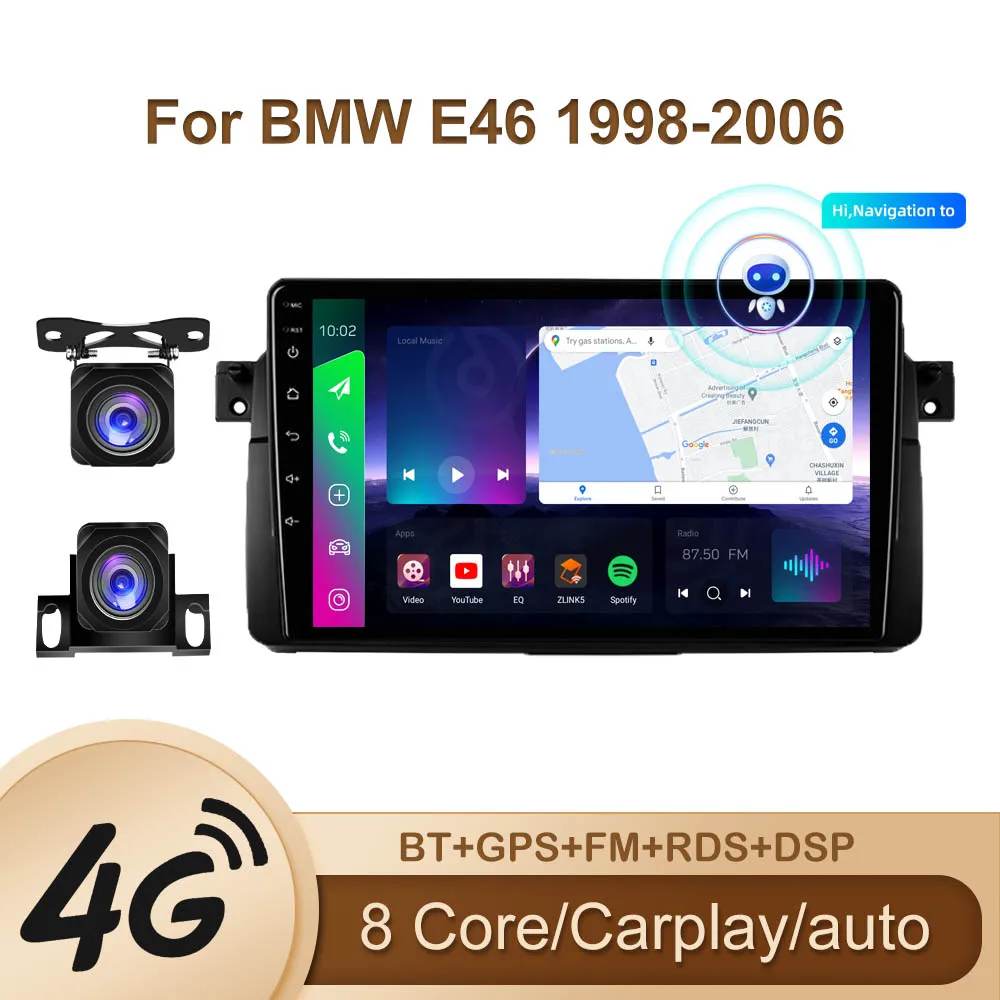 Android 11 4GB 64GB Car DVD Player For BMW 3 Series E46 Multimedia M3 318/320/325/330/335 1998-2005 GPS Navigation 4GB