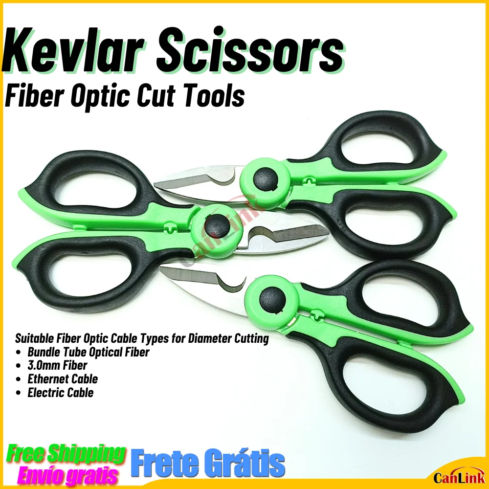 Portable Fiber Optic Kevlar Cutter Serrated Kevlar Scissors Stainless Steel Blade for Non-slip Sharp Durable Cutting