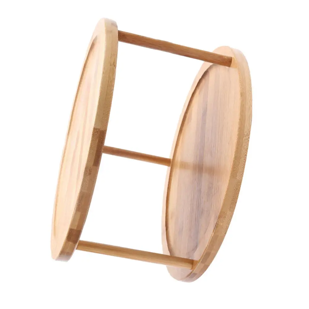 Premium Bamboo Desktop Storage Rack Double Tier Rotating Seasoning Shelf Kitchen Organizer Food Container Display Stand