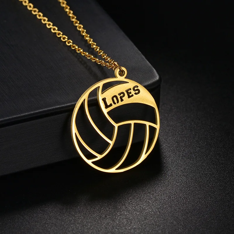 Nextvance Custom Volleyball Name Necklace Personalized For Men Pendant Stainless Steel Choker Ball Star Fans Sports Jewelry Gift