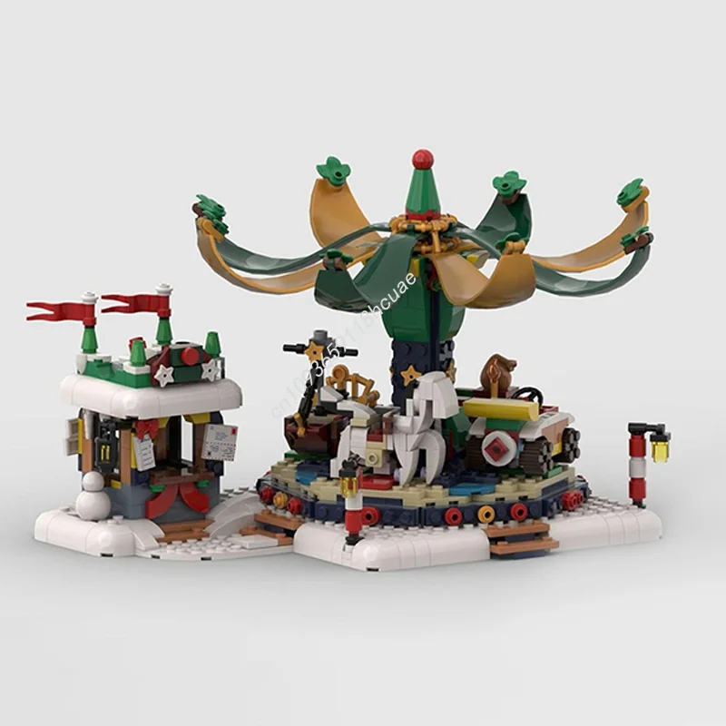 850 قطعة MOC Merrygoround nan نموذج اللبنات تجميع فكرة التعليم العمارة ألعاب الطوب هدايا عيد الميلاد