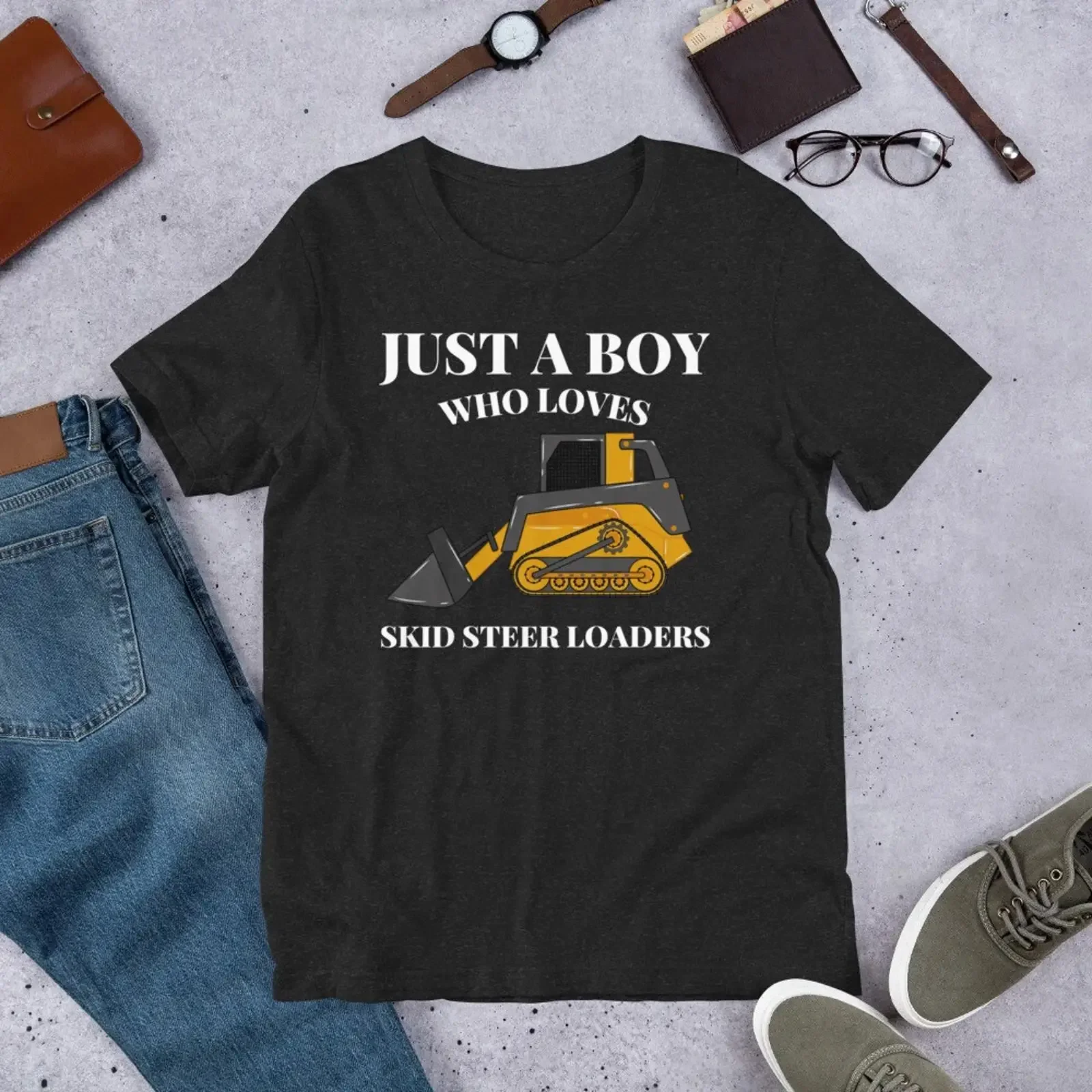 Just A Boy Who Loves Skid Steer Loaders T Shirt vintage Washed Stylish Soft graphic fashion Stretched streetwear